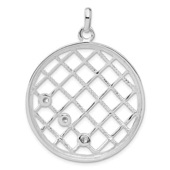 Sterling Silver White CZ Woven Circle Pendant - Picture 3 of 4